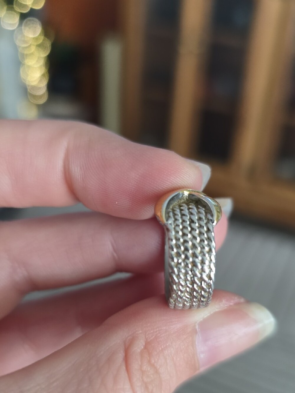 Textured Multi-Row Rope Statement Ring with Gold-Tone X Accent - Picture 6 of 9